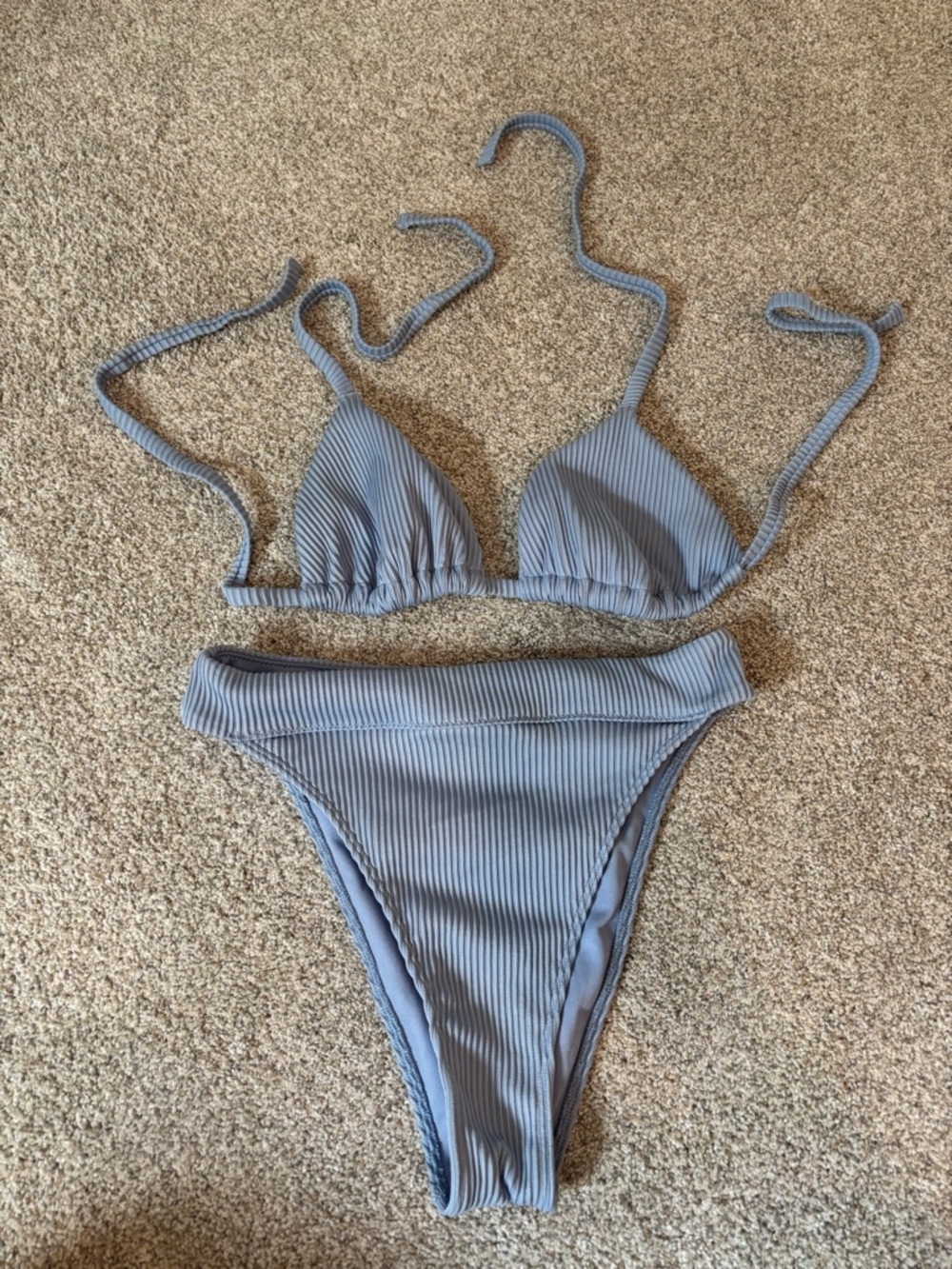 Hollister Ribbed Light Blue Bikini Set